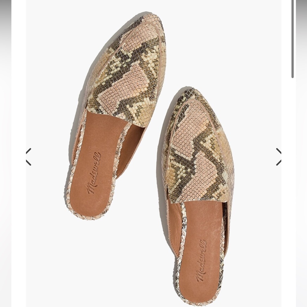 Madewell The Frances Skimmer Mule in Snake embossed leather